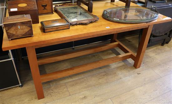 A beech kitchen table, W.160cm